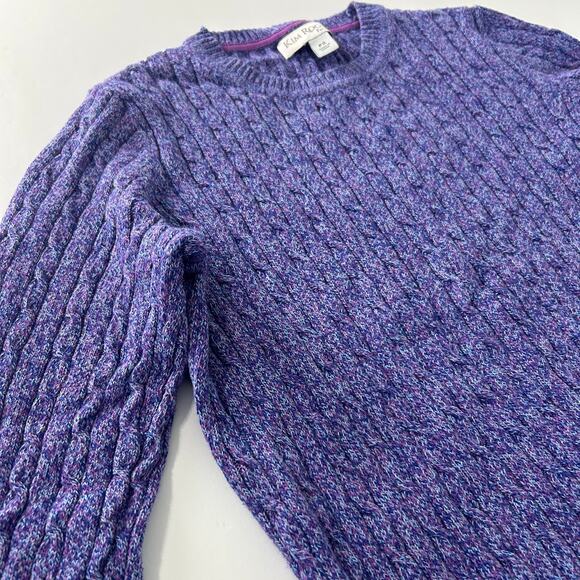 Kim Rogers Petite Sweater Small Womens Purple Crewneck Cable Knit Long Sleeve - Picture 7 of 9